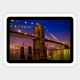 Brooklyn Bridge at night Sticker